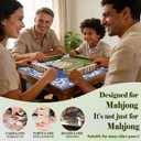 Blue Chinoiserie Floral Bird Mahjong Mat for Table(31.5" x 31.5"), Blue and White Grand Millennial Non-Slip Noise Reduction Mahjong Table Cover for Mah Jong Card Board Tile Games Poker Dominoes