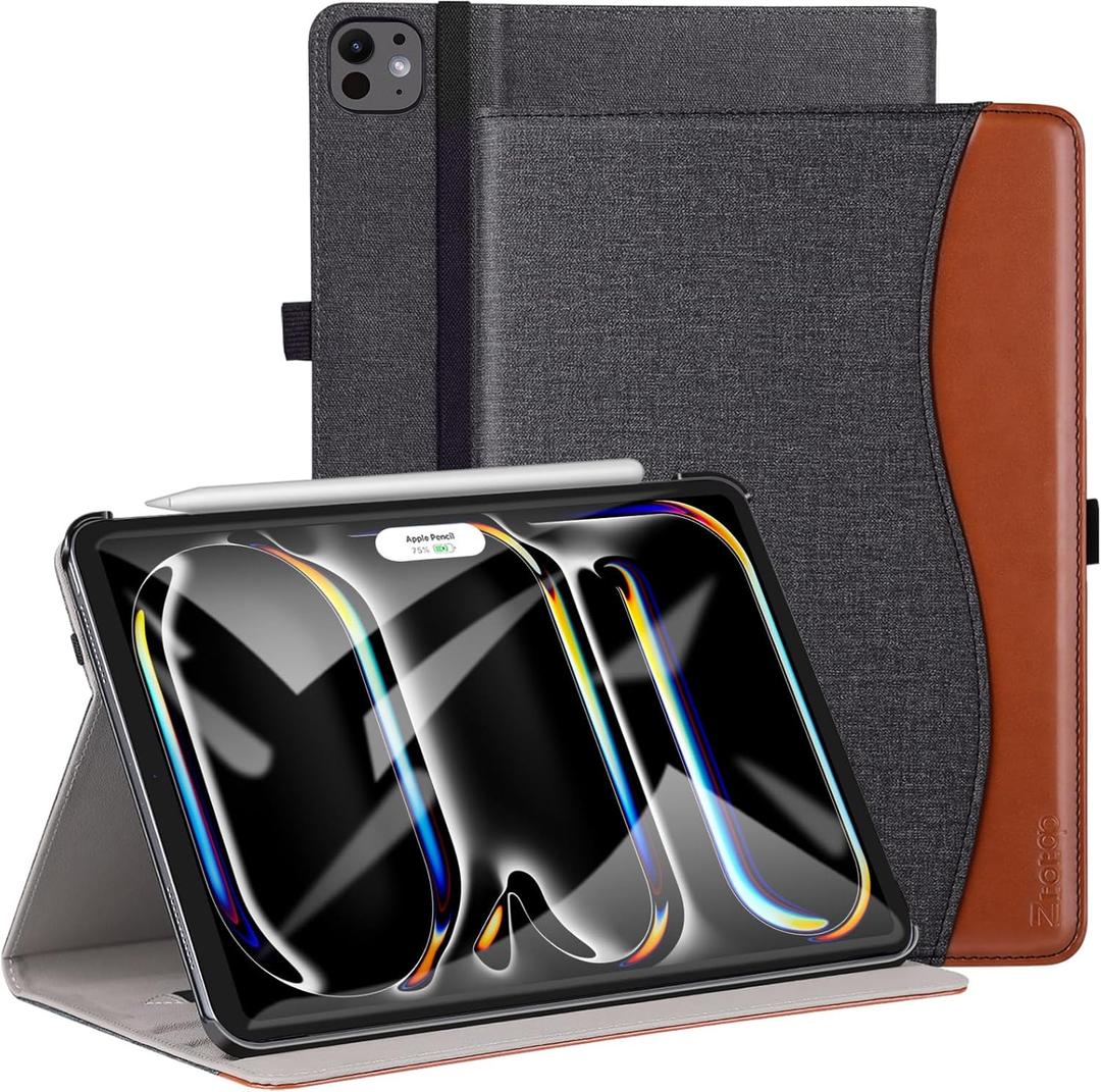 ZtotopCases for New iPad Pro 13 Inch Case (M5) 2025 / (M4) 2024, Premium Smart PU Leather Folio Cover with Multiple Angles, Support Auto Wake/Sleep, Front Card Pocket, Denim Black
