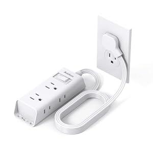 Cruise Ship Essentials, Flat Plug Power Strip, Addtam 1 ft Ultra Flat Extension Cord with 6 Outlets Extender, No Surge Protector for Cruise Ship, Travel, Dorm, Home Office, Black