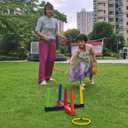 Ring Toss Game for Kids, Indoor & Outdoor Game for Family and Adults with 5 Poles, 2 Bases and 16 Rings in 4 Colors, Soft Foam Toy for Kids Backyard Ring Toss Fun