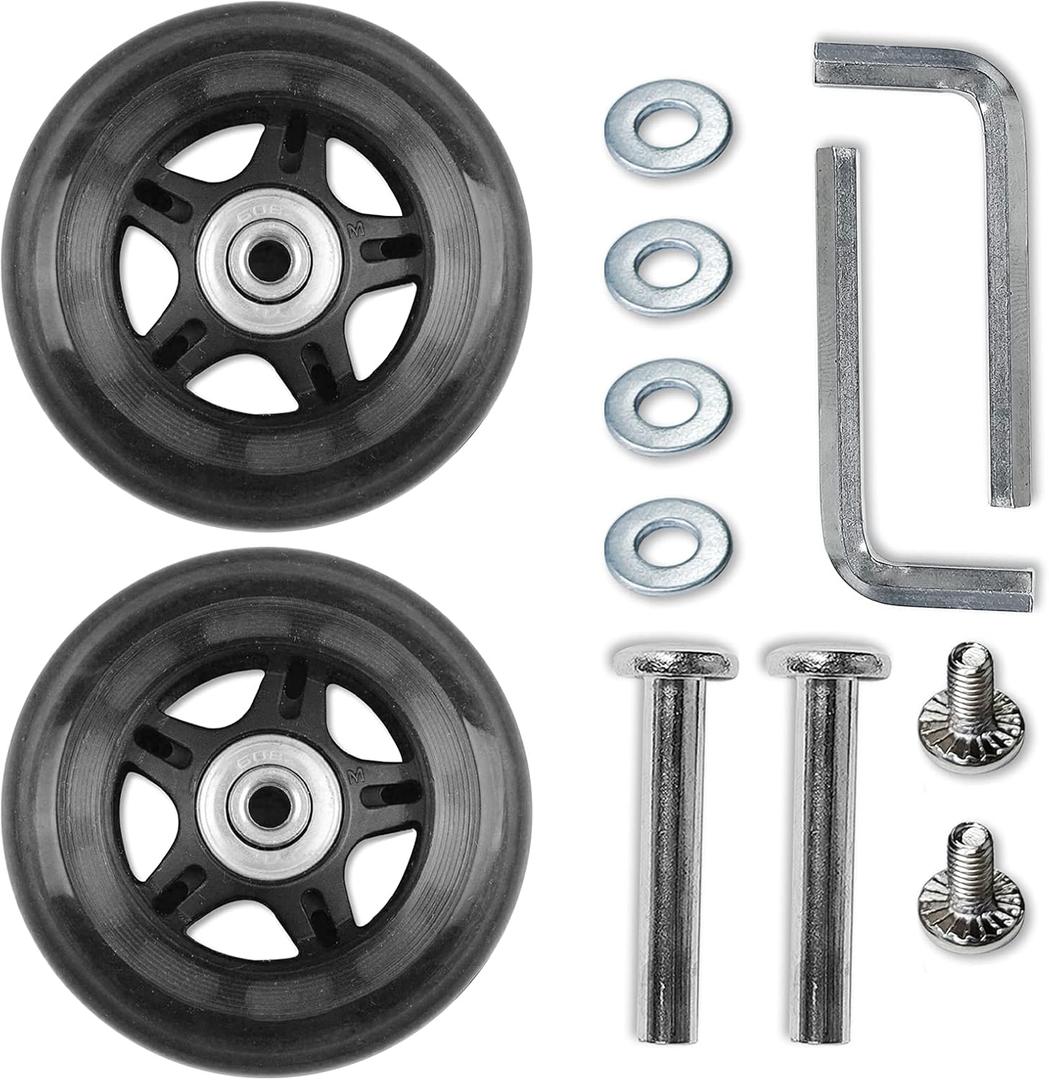 Replacement Luggage Suitcase Wheels OD 80mm PU Replacement Wheels with ABEC-7 Bearings Roller attachable wheels for duffel bag Trolley Bag, Inline Skate and Caster Board (80X24X6)