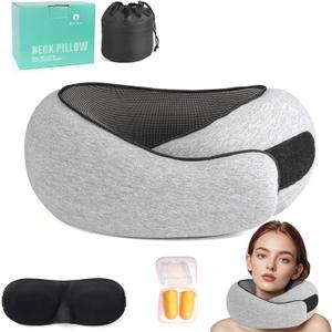 2025 New Travel Pillow, Neck Pillow Airplane, Memory Foam Travel Neck Pillow, Airplane Travel Essentials, Light Gray