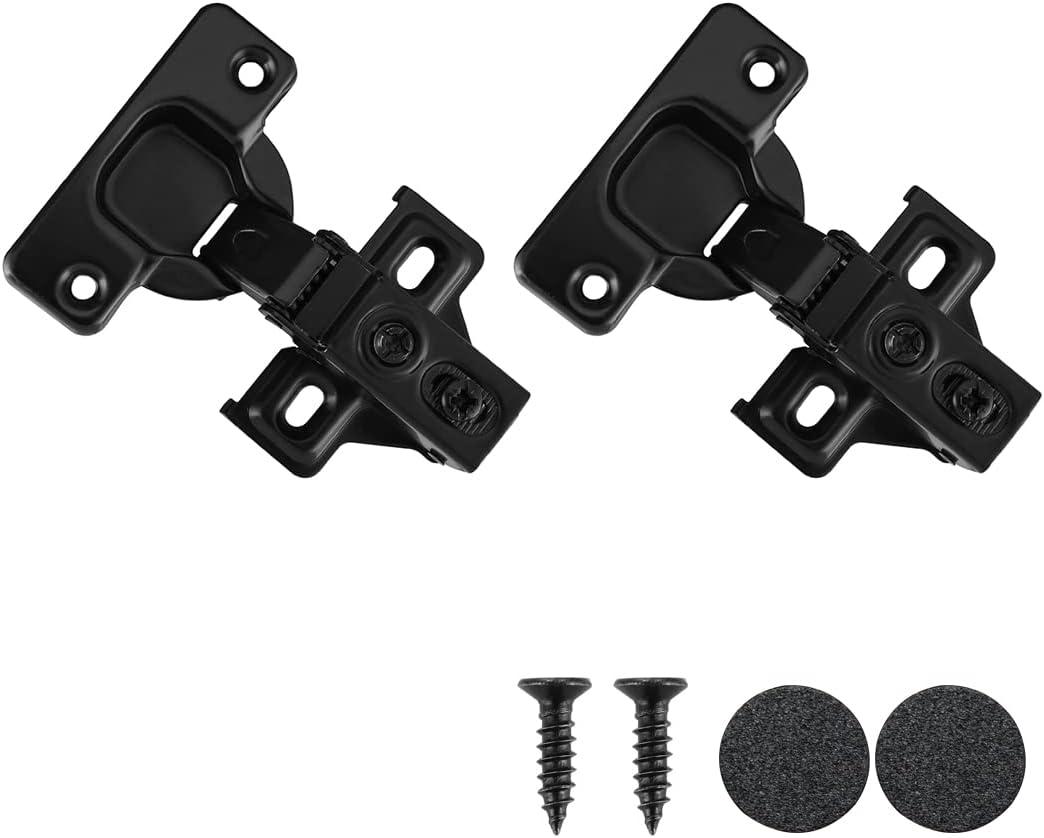JQK Cabinet Door Hinges Black, Soft Closing 1/2" Partial Overlay Cupboard Door Hinge for Face Frame Cabinets with Door Bumper, Metal 20 Pack, CH300-BK-P20