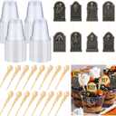 Honeydak 48 Set DIY Halloween Dirt Cups for Party Halloween Skeleton Hand Decorations Graveyard Tombstone Cake Toppers with Horror Zombie Hands Plastic Dessert Cups for Ghost Party(9 oz,Zombie Hands)