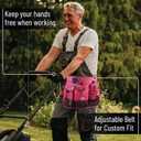UNCO- Adjustable Gardening Belt, Pink, 7 Pockets, Wear, Cut and Water Resistant, Garden Tool Belt Pouch, Waist Apron with Pockets