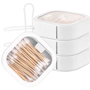 4 Pcs Hair Tie Organizer, Portable Hair Tie Containers Storage Box Small Stackable Hair Ties Qtip Travel Holder Cotton Swab Dispenser Hair Accessories Organizer for Girls (4PCS, White)
