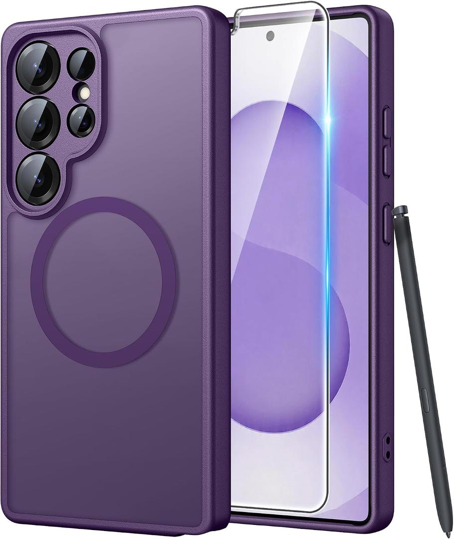 FNTCASE for Samsung Galaxy S25 Ultra Case, Compatible with Magsafe Purple | Screen Protector, Full Camera Protection, Translucent Matte, 14FT Military Grade Drop Proof, Protective Phone Cover