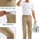 MAGCOMSEN Men's Hiking Pants Lightweight Quick Dry 7 Pockets Travel Pants for Men Water Resistant Ripstop Work Fishing (Beige)