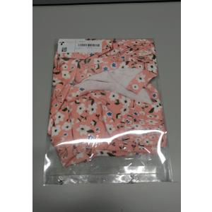 Womens Summer Short Sleeve Tops Pleated Shirts Crewneck Outfit Puff Sleeve Blouses Casual Tunic Blue Flower (Pink)