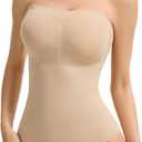 Strapless Shapewear Bodysuit for Women Tummy Control Bodysuit Seamless Full Body Shaper with Removable Straps (Beige, Medium)