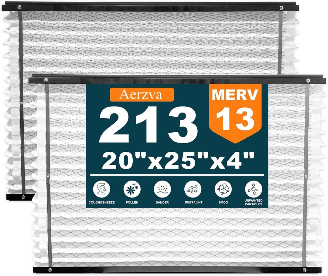 2 Pack 213 Replacement Filter Compatible with April-aire 213 House Air Purifiers 1210, 1620, 2210, 2216, 3210, MERV 13 Furnace Filter, 20x25x4in