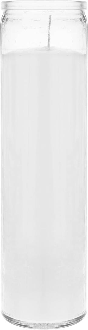 Mega Candles 1 pc Unscented White 7 Day Glass Container Devotional Prayer Candles, Premium Wax Candle 2 Inch x 8 Inch, Sanctuary, Vigils, Prayers, Blessings, Religious, Memorials, Remembrance
