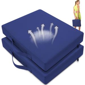 2 Pcs Stadium Seat Cushions Water-Repellent Bleacher Seat Cushions Indoor & Outdoor Seat Cushion for Bleachers Portable Stadium Cushion for Sports Events, Office Chairs, Beaches (Dark Blue)