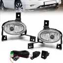 2Pcs Fog Lights Assembly Compatible With 2010-2011 Honda CRV - Front Bumper With H11 12V 55W Halogen Bulbs, Switch, Wiring - Clear Lens 1 Pair