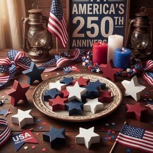 Amyhill 18 Pcs 4th of July Decorations Wooden Star, Americana Memorial Day Table Centerpiece Red White Blue Independence Patriotic Bowl Fillers Labor Day Decor for Home Tiered Tray Rustic Farmhouse