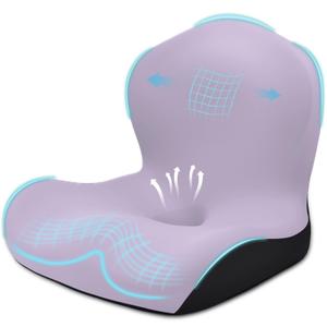 BANKQF Seat Cushion for Office Chair and Car, L-Shaped Ergonomic Car Seat Cushions, Memory Foam Chair Cushion, Lumbar Support Pillow for Wheelchair, Car, Home, Office, Purple
