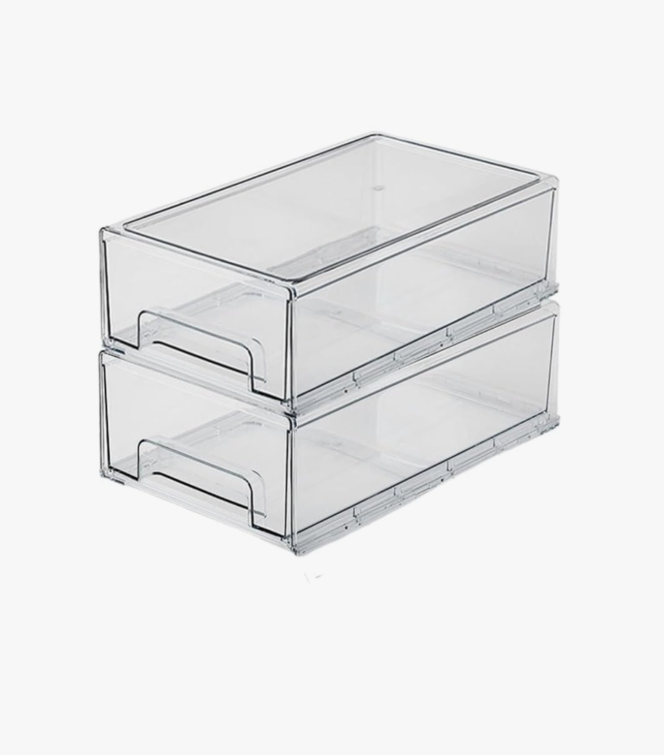 Desktop Pull-out Bathroom Storage Box Pillbox Storage Rack Medicine Multi-layer DIY Stackable Transparent Visual Make-up Box(2Trans WL)