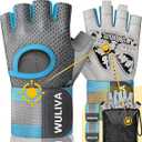 WULIVA Workout Gloves for Men and Women - Ideal for Light & Medium Gym Exercise Training & Cycling, Includes Padded Design, Detachable Wrist Strap & Storage Mesh Bag 2 set M