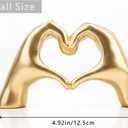 Small Heart Hands Sculpture Decor for Living Room Bedroom Bookshelf Coffe Table and Office Display, Love Finger Statue Modern Aesthetic Home Decor, Unique Gift for Wedding Christmas Birthday (Gold)