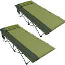 Timber Ridge Extra Wide Heavy Duty Camping Cot for Adult, Easy Set Up Oversized Sleeping Cot with Carry Bag for Camping, Travel and Outdoors, Support up to 450lbs, Green, 2 Pack