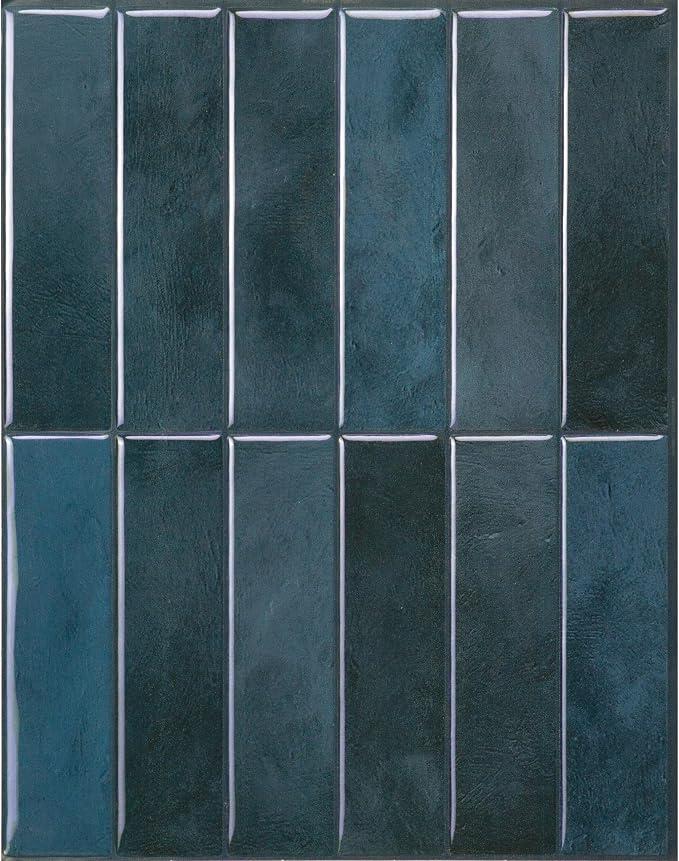 Smart Tiles Peel and Stick backsplash, Stacked Petrol Blue, 11.43"x9"
Pack of 5 (3.5 sq ft), Glossy, Heat/Moisture Resistant, Low VOC, Kitchen/Bathroom, Renter Friendly, Made in Canada