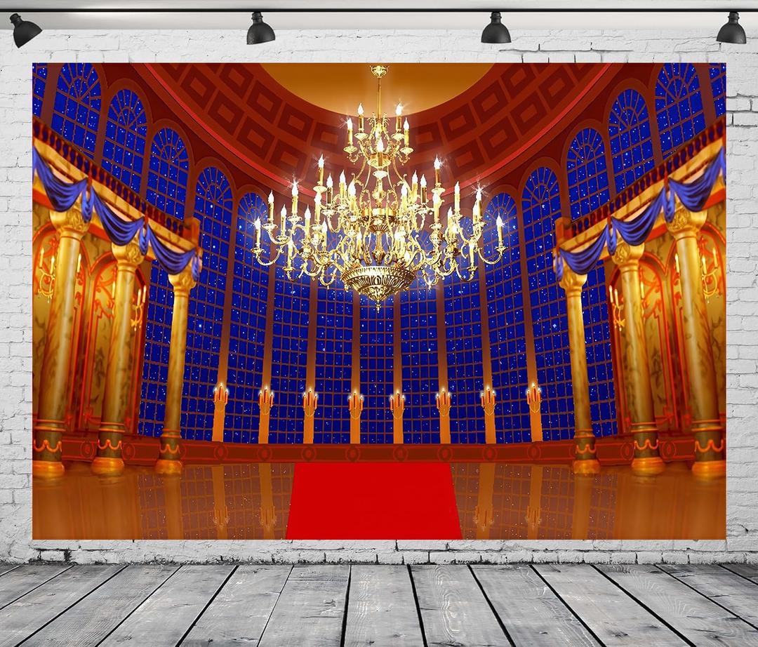 7x5FT Castle Palace Backdrop Beast's Palace Background for Girls Princess Birthday Party Decoration Photoshoot Photo Props Vinyl