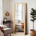 Delma Wall Full Length Mirror, Standing Mirror Full Body, Large Floor for Wall Door Bedroom Bathroom Living Room with Wooden Frame(with Stand,56x20) (Natural)
