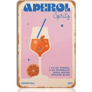 2 x Aperol Spritz Metal Sign - Cocktail Wall Art for Home Bar Decor, Vintage Aperol Spritz Gift, Bar Signs for Kitchen or Lounge, 8"x12" Wall Decoration