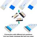 Flexible Flat Ribbon Cable Connectors Assortment Kit, 0.5mm A Type FFC FPC Connector Flat Cable Socket 4P 6P 8P 10P 12P 14P 16P 20P 30P 40P with Length of 150mm Cable (TC-0.5mm-A)