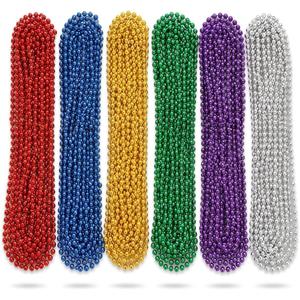 Oojami Mardi Gras Beads Necklaces - 33" Assorted Colors Beaded Necklaces for Mardi Gras, Carnival, Pirate Parties, Masquerade and Christmas, Bulk Parade Throws and Party Favors for Men and Women