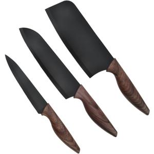 3Pc Kitchen Knife Set Non Stick Rust Resistant Textured Grip Cutlery | Stainless steel chef slicing paring knives for meal prep, camping BBQ & housewarming gift, dishwasher safe balanced blades, 3-piece Set