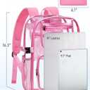 Heavy Duty Clear Backpack for Women Men Boys Girls, Large TPU Clear Bookbag with Accessories, Transparent See Through Backpack for School Sport College Work Travel Security, Pink