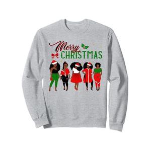 Black African American Santa Apparel Christmas Melanin Women Sweatshirt. L