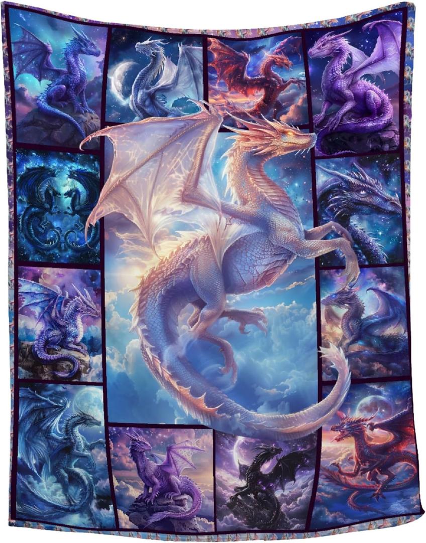 Dragon Blanket for Dragon Lovers - Super Soft Flannel Throw Blanket for Boys, Adults & Teens - Plush, Warm & Cozy - Perfect for Sofa, Couch, Bed & Home Decor - All Seasons - 50"x60" for Throw/Travel