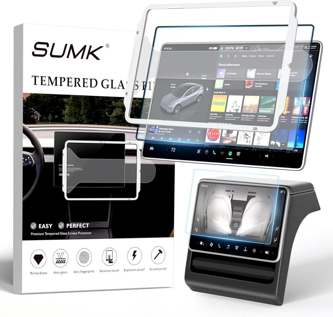 Screen Protector for New Tesla Model Y Juniper 2025+ & Model 3 Highland 2024+ [Anti-glare/Fingerprint] 15.4" Temperedd Glass Front & Back Screen Protector for Tesla Model 3/Y Accessories - Matte