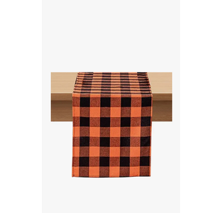 Softalker Fall Checkered Table Runner  Orange Buffalo Plaid Halloween Thanksgiving Stain Resistant Washable Table Decoration for Dining/Parties/Holiday Decor, 13 x 108 Inch