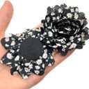 10pc Fabric Flowers,Broken Flower Black Chiffon Flat-Back Ruffled Fabric Flowers for DIY Handmade Making Headbands Flower,Crafts Sewing Applique3Inch