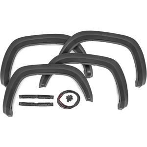 Rough Country Sport Fender Flares for Toyota Tacoma (2016-2023) - 1" Tire Coverage, 5.75" Height, UV-Resistant ABS, Paintable Matte Black