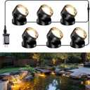 POPOSOAP Pond Lights, 6-in-1 Warm White Underwater Pond Lights, IP68 Waterproof LED Landscape Spotlights for for Pond, Garden, Patio, Fountain, Pool, Waterfall Decoration(6 Head Lamps)