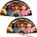 2 PCS Where Them Fans At Clacking Fans for Line Dancing, 13 Inches Large Festival Folding Fan, Boots On The Ground, 210D Oxford Cloth Pop Fan for Music Festival, Concert, Wedding, Halloween Party