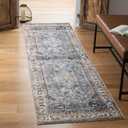 Keen Home Design 2x12 Rug - Machine Washable Runner Rug with Non-Slip Backing, Ideal for Hallway, Entryway, Kitchen, Laundry Room - Vintage, Easy Clean, Durable, Low Pile - (2'6" x 12') (Smoke Grey/ Cold Green)
