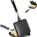 Hot Sandwich Maker, Grilled Sandwich Toaster for Small Bread Pancake, Double Sided Non-Stick Frying Pan, Stovetop Sandwich Grill Press Flip Pan for Camping Kitchen (Inside 5.4" L x 4.7" W)