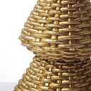 DN DECONATION Gold Christmas Tree Figurines, Natural Rattan Style Tabletop Christmas Decor, Set of 2 Resin Xmas Trees for Home, Mantel, Desk, Holiday Centerpiece