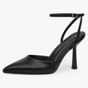 Modatope Closed Toe Ankle Strap Heels Women Pumps Pointed Toe Heeled Sandals for Women Stiletto Wedding Dress Shoes, Size 8, Black