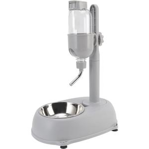 Dog Water Bottle with Bowl, 2 in 1 Water Bottle Stand Dispenser with Food Container Adjustable Pets Dog Bowl Feeder Drinking Bottle, for Cats Dogs Gerbil Rat Dwarf Hamster