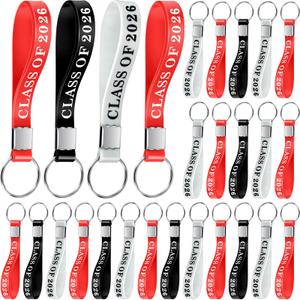 Ecation 50 Pcs Class of 2026 Graduation Keychains, White, Black, Red