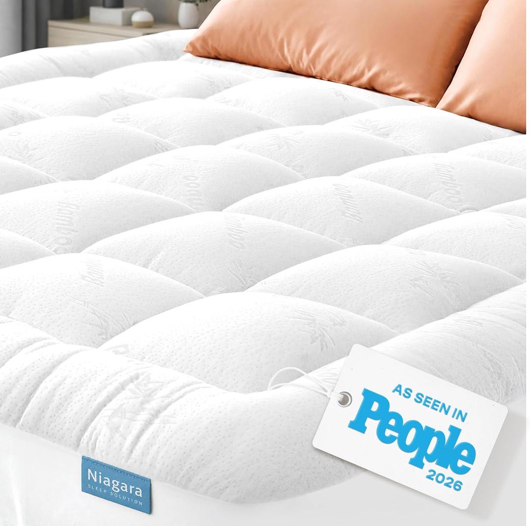 Niagara Sleep Solution Ultra Soft & Cooling Mattress Topper - Full XL Size | Rayon Derived from Bamboo, Pillow Top Mattress Pad, 20" Deep Pocket, Back Pain Relief, Perfect for Hot Sleepers, White