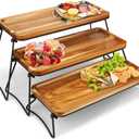 3 Tier Cupcake Stand and Towers Large Serving Tray for Party Acacia Wooden Dessert Table Display Set Decorative Tray Tiered Tray Decor Small Chees Charcuterie Boards Rustic Wood Serving Platters Trays