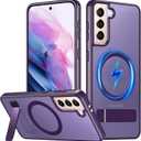 OWKEY for Samsung Galaxy S21 Case with Stand, Magnetic Shockproof Case Fit for Magsafe Translucent Matte Cover for Samsung S21, Purple