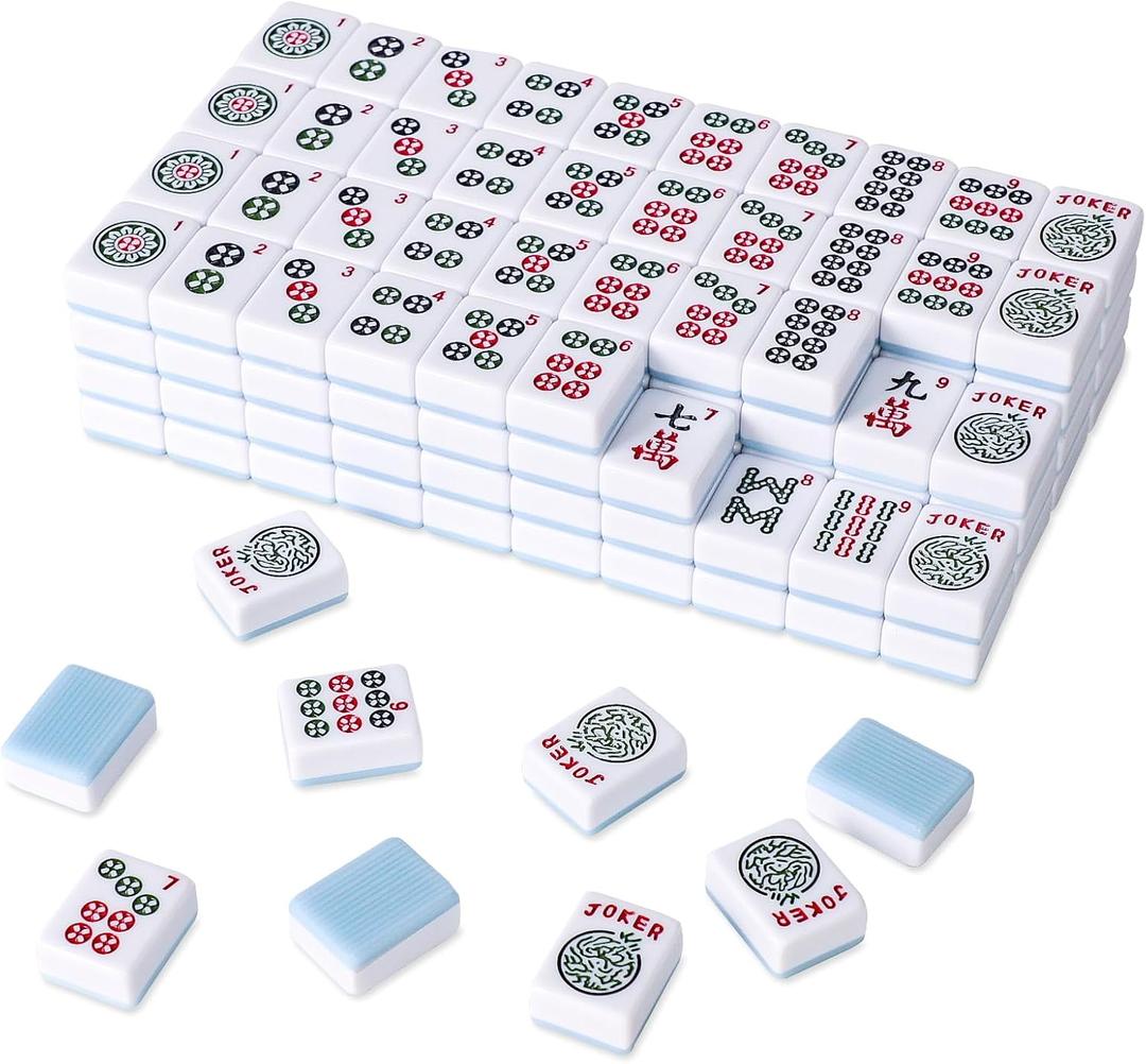 TIASUSAN American Mahjong Tile Set with 166 Blue Back Tiles (1.2, Tiles Only), 1.2 Inches X 5 Inches X 10 Inches